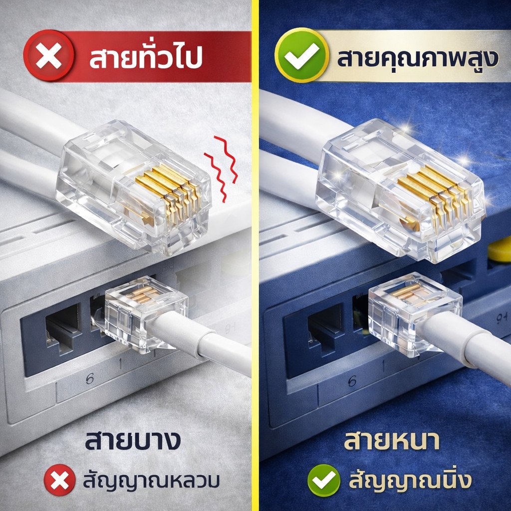 สายโทรศัพท์ RJ11 พร้อมหัวแจ็ค สายพ่วงโทรศัพท์บ้าน 4P4C สีขาว เลือกความยาว 1 เมตร / 2 เมตร ใช้กับโทรศัพท์ แฟกซ์ โมเด็ม – 1 m - Image 6