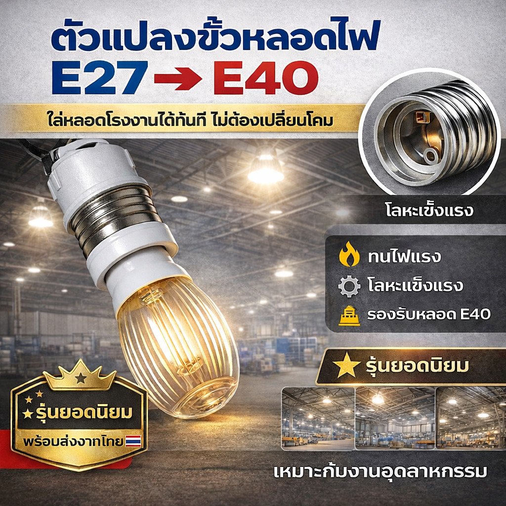 ขั้วแปลง หลอดเกลียว E27 E40 E14 E12 B22 G23 G24 G23X GU5.3 G9 PLC PLS ขั้วแปลง ใช้ได้กับหลอด LED – หลอดE27เป็นB22 - Image 8