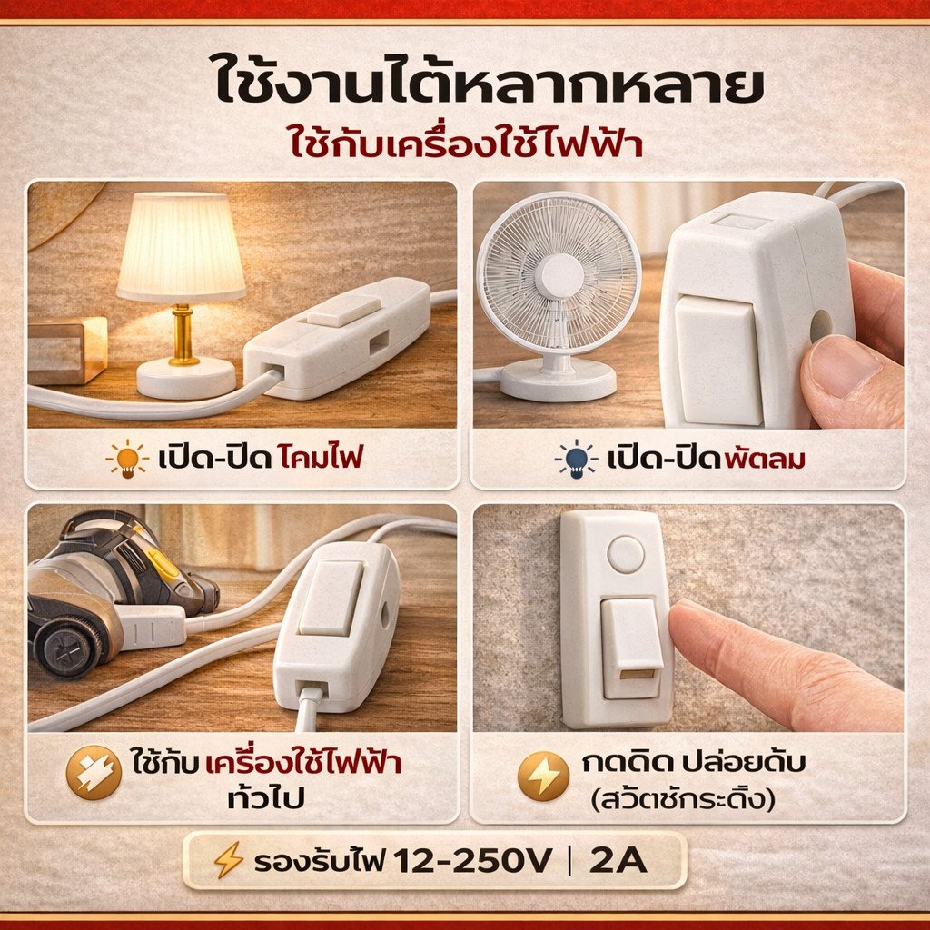 Matsukami สวิตซ์ กระดิ่ง / กลางทาง 2A 250V สีครีม สวืตส์ไฟบ้าน สวิตส์วงจร ไฟฟ้า สวิตส์กริ่ง ใช้งานง่าย – กระดิ่ง - Image 5