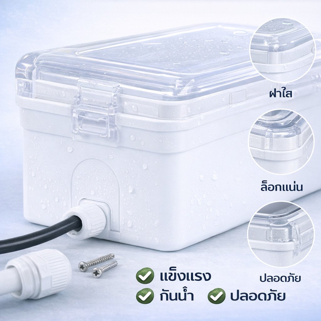 Nasaki กล่องพลาสติก กันน้ำ พร้อมฝาปิด "ใส" ขนาด 3*5 นิ้ว สำหรับ ฝา รุ่นใหม่-เก่า 1-3 ช่อง - Image 5