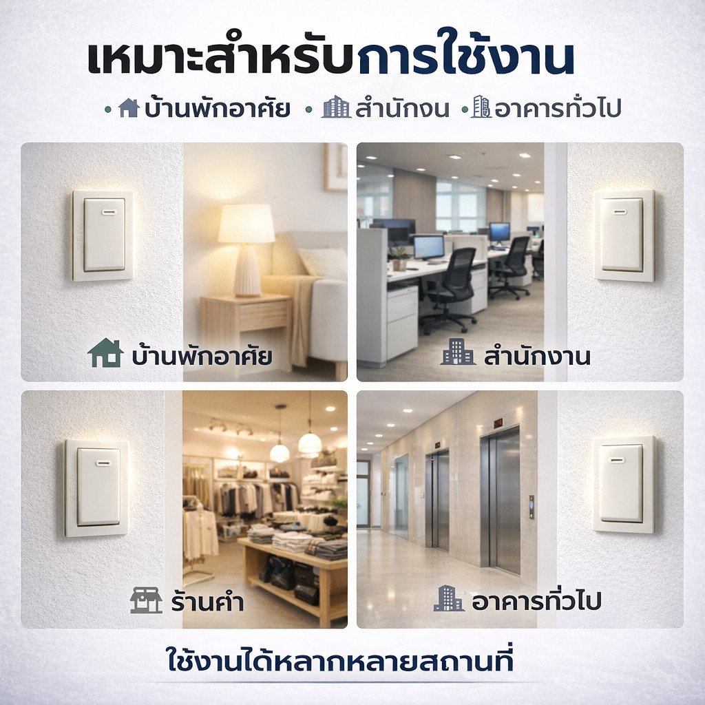 มีราคาส่่ง Vena สวิตช์เมจิ ฝัง รุ่นเก่า Full-Color สีครีม 10A 250V ใช้กับฝารุ่นเก่าได้ ทุกรุ่น มอก. 854-2551 ทนทาน - Image 6