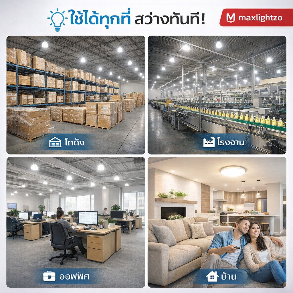 หลอดไฟ LED Maxlightzo ขั้วเกลียว E27 เลือกแสงได้ Daylight 6500K / Warm White 3000K เลือกวัตต์ได้ 5W 7W 9W 13W 15W 18W – 9W แสงขาว - Image 6