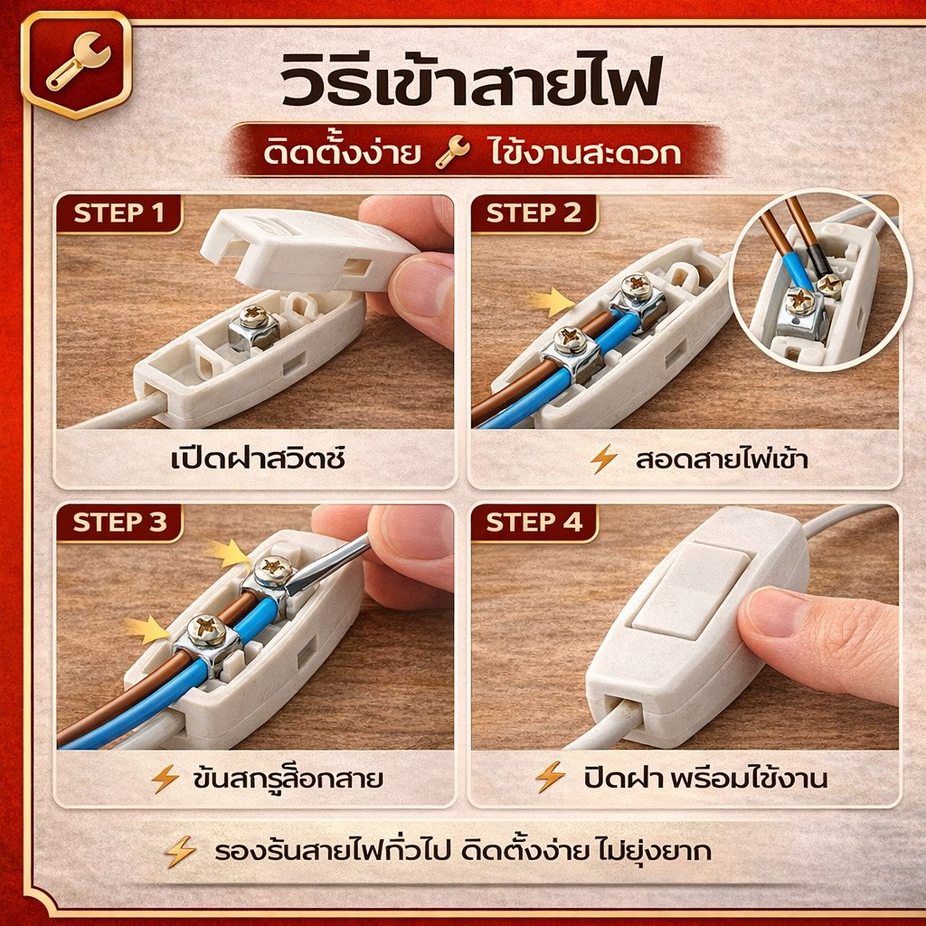 Matsukami สวิตซ์ กระดิ่ง / กลางทาง 2A 250V สีครีม สวืตส์ไฟบ้าน สวิตส์วงจร ไฟฟ้า สวิตส์กริ่ง ใช้งานง่าย – กระดิ่ง - Image 4
