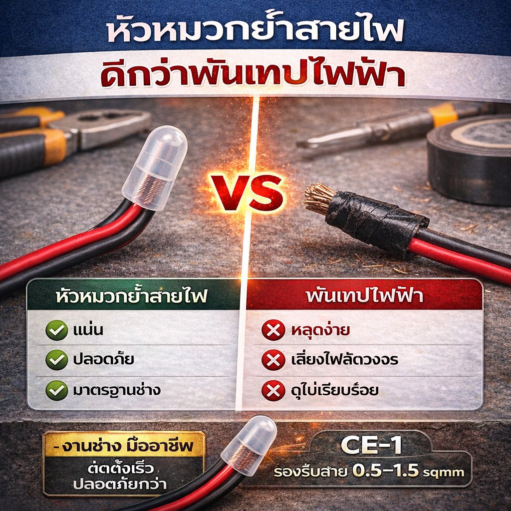 (ถุง 100 ชิ้น) SC หัวหมวกย้ำสายไฟ สีขาว สำหรับ สายไฟ 0.5-1.5 Sqmm. (22-18 AWG) ตัวเชื่อม CE1 - Image 5