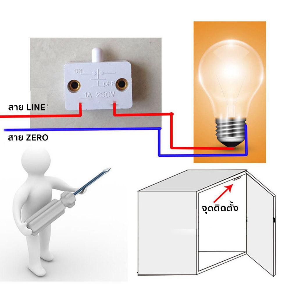 สวิตช์ประตูอัตโนมัติ เปิด-ปิดไฟ 1A 250V | สวิตช์ตู้ไฟ ตู้แช่ ตู้โชว์ | Door Switch งานไฟฟ้า - Image 5