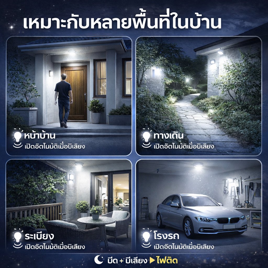 หลอดไฟ LED Light Sensor 12W ขั้ว E27 เปิดปิดอัตโนมัติ แสงขาว 6500K ประหยัดไฟ ใช้หน้าบ้าน โถงบันได โรงรถ – ธรรมดา 13W - Image 5