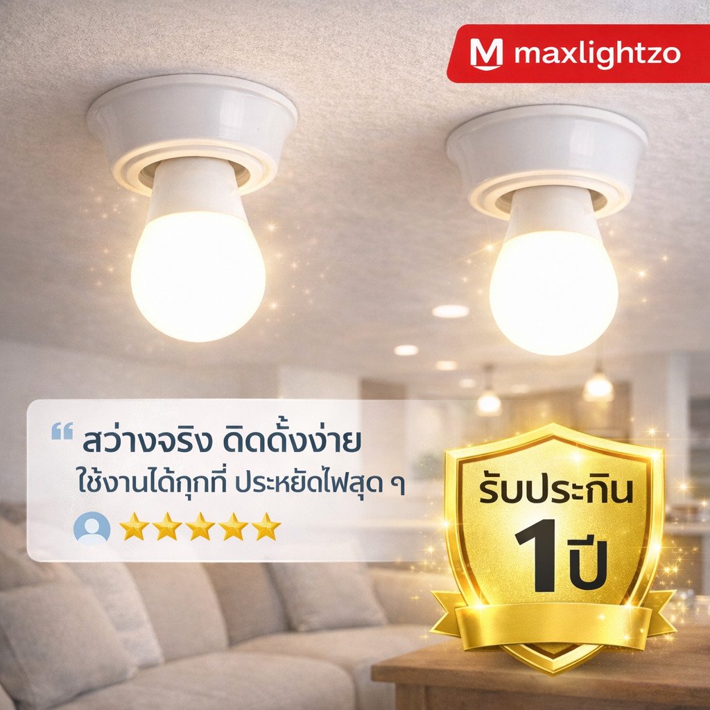 หลอดไฟ LED Maxlightzo ขั้วเกลียว E27 เลือกแสงได้ Daylight 6500K / Warm White 3000K เลือกวัตต์ได้ 5W 7W 9W 13W 15W 18W – 9W แสงขาว - Image 7