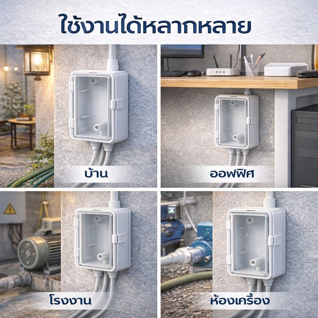Nasaki กล่องพลาสติก กันน้ำ พร้อมฝาปิด "ใส" ขนาด 3*5 นิ้ว สำหรับ ฝา รุ่นใหม่-เก่า 1-3 ช่อง - Image 3