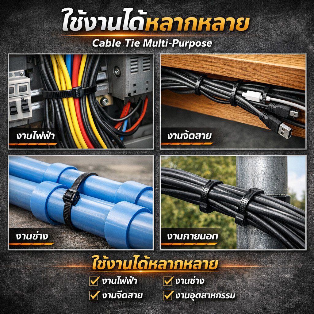 รุ่นหนา อย่างดี (5 เส้น) BANDEX Cable Tie เคเบิ้ลไทร์ สายรัดพลาสติก ขนาด 15 นิ้ว Nylon 66 ขนาด 385 mm x 4.8mm - Image 6