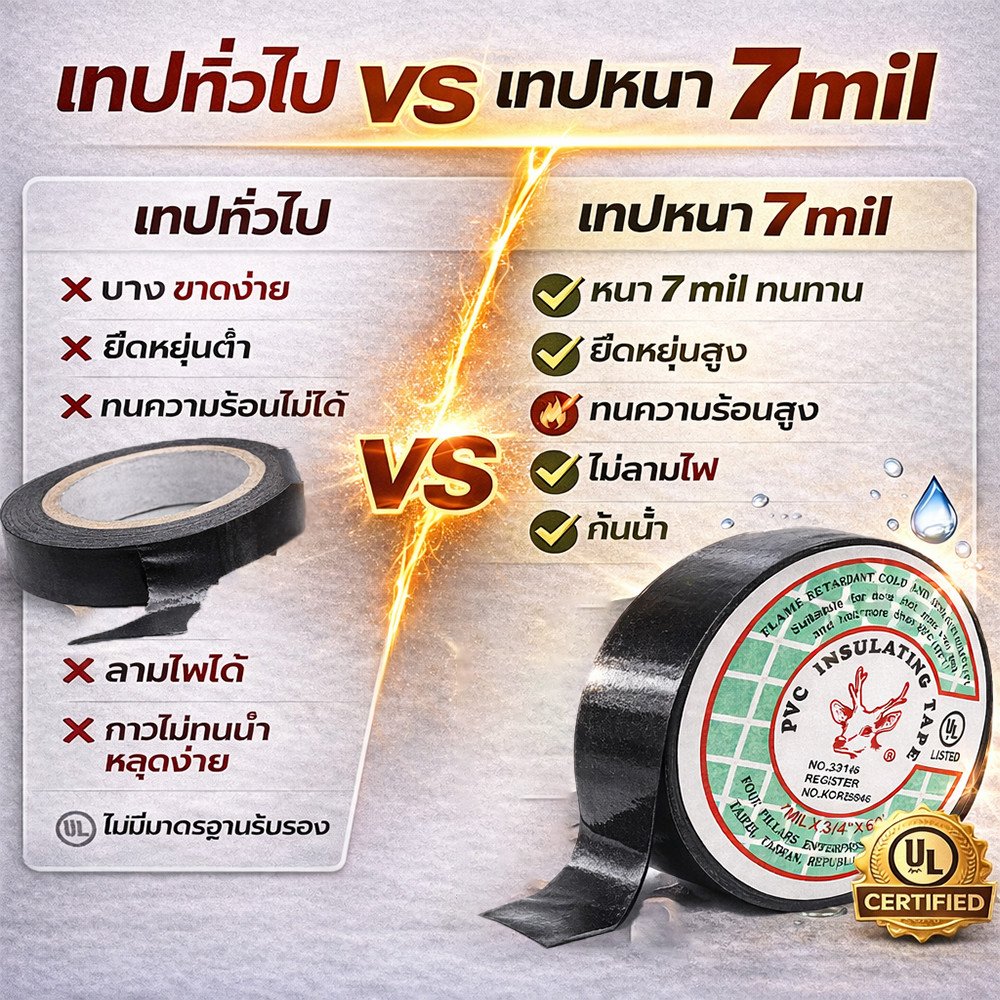 กวาง เทปพันสายไฟ PVC ตรากวาง สีดำ ม้วนใหญ่ 60 หลา 55 เมตร กว้าง 3/4 นิ้ว เทปไฟฟ้า เทปพันสายไฟ ทนแรงดัน 600V - Image 3