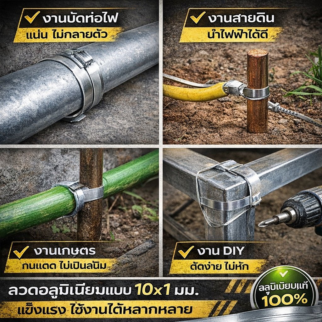 แพ็ค 1 กิโลกรัม) Ship ลวดมีเนียม แบน กว้าง 10 มม. หน่า 1 มม. ยาว 33 เมตร ลวดมัดท่อ ลวดอลูม - Image 6