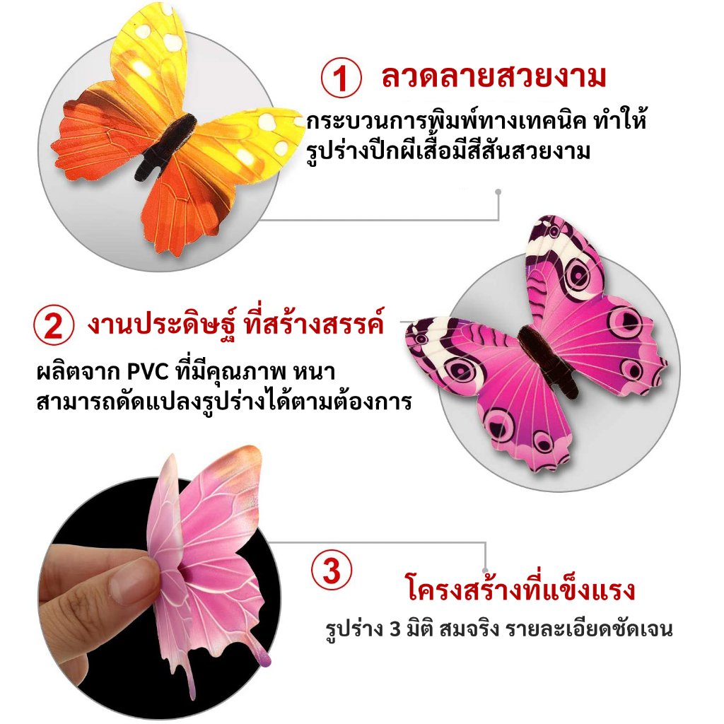 แพ็ค 12 ชิ้น) TJR สติ๊กเกอร์ ผีเสื้อ ติดผนัง 3 มิติ มีกาวในตัว ติดง่าย ของตกแต่งบ้าน – เขียว SB02-GR - Image 4