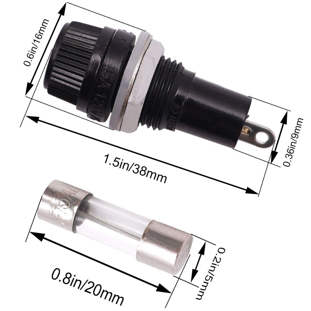 WIREMAN กระบอกฟิวส์แก้ว 20mm 30mm Fuse Holder แบบหมุนเกลียว ฝาขันน็อต สำหรับฟิวส์หลอดแก้ว งานซ่อมไฟฟ้า DIY – 30 มม - Image 3