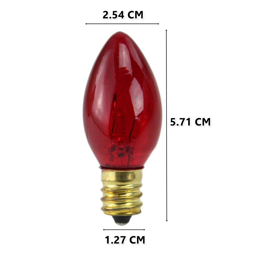1 โหล) ZEAZON หลอด จำปา 10W เกลียวเล็ก E12 ใส เลือก 5 สี สำหรับประดับตกแต่ง ไฟคริสมาส ไฟศาลเจ้า C-7 – แดง - 12 ชิ้น - Image 2