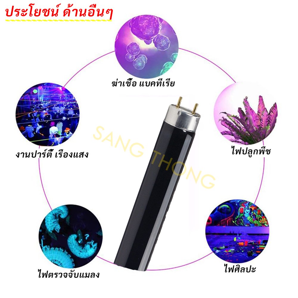 หลอดแบล็คไลท์ T8 18W ยาว 60 CM หลอดล่อแมลง ตั๊กแตน แมงดา ตรวจธนบัตรปลอม ไฟเรืองแสง เวที การแสดง - Image 3