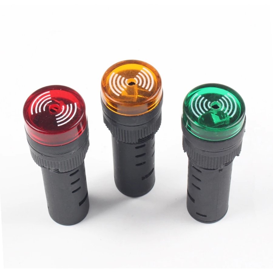 Buzzer LED 22mm ไฟสัญญาณเตือน มีเสียง 220V ไฟเตือนตู้คอนโทรล Pilot Lamp มีไฟพร้อมเสียง เลือกสี แดง เหลือง เขียว – 12V , แดง - Image 8