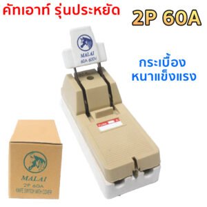 ม้าลาย" MALAI คัทเอาท์ 2P 60A คัทเอาท์ แบบ สับทางเดียว 2P 60A พร้อมฟิวส์ก้ามปู x 2 ตัว) สะพานไฟ