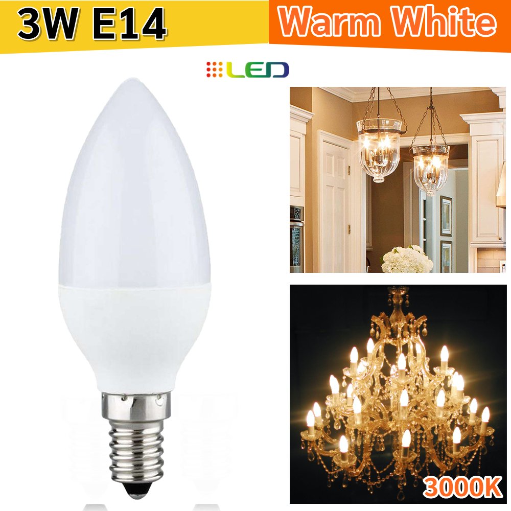 หลอดไฟ จำปา LED 3W ขั้ว E14 320 Lumen AC 85-265V เลือกแสง เหลือง Warmwhite 3000K / ขาว 6500K – แสงเหลือง Warm White