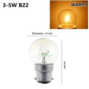 หลอดปิงปอง ตกแต่ง G40 3-5W 220V มีขั้ว E27 / B22 เลือกสีได้ แดง เหลือง เขียว น้ำเงิน ใส สำหรับแต่งร้าน ป้ายไฟ งานประดับ – ใส B22