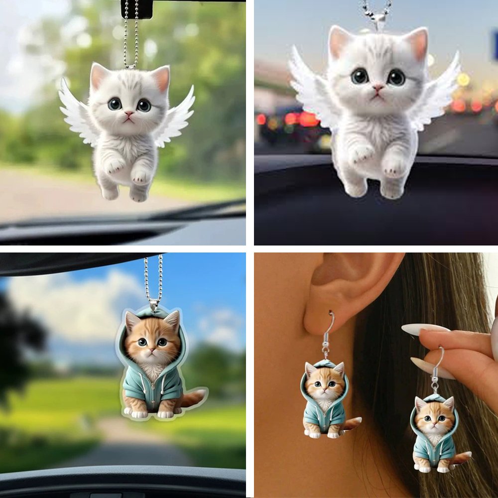 พวงกุญแจ อะคลีลิค รูป แมวน่ารัก ขนาด 4-8 ซม. Cute Cat Keychain ของขวัญทาสแมว พวงกุญแจห้อยกระเป๋า – A - Image 5