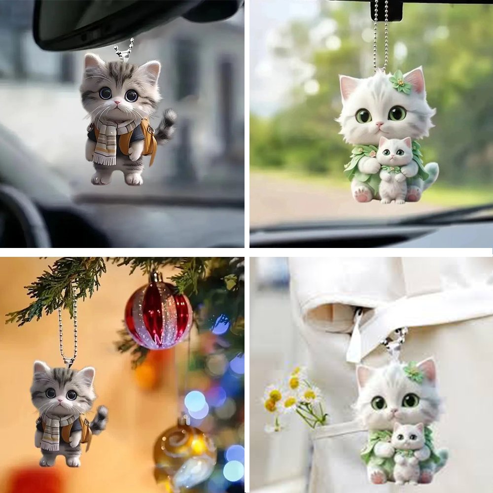 พวงกุญแจ อะคลีลิค รูป แมวน่ารัก ขนาด 4-8 ซม. Cute Cat Keychain ของขวัญทาสแมว พวงกุญแจห้อยกระเป๋า – A - Image 8