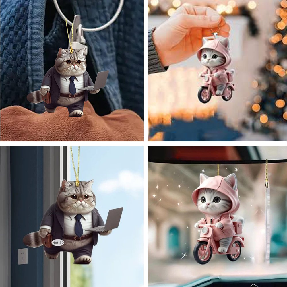 พวงกุญแจ อะคลีลิค รูป แมวน่ารัก ขนาด 4-8 ซม. Cute Cat Keychain ของขวัญทาสแมว พวงกุญแจห้อยกระเป๋า – A - Image 7